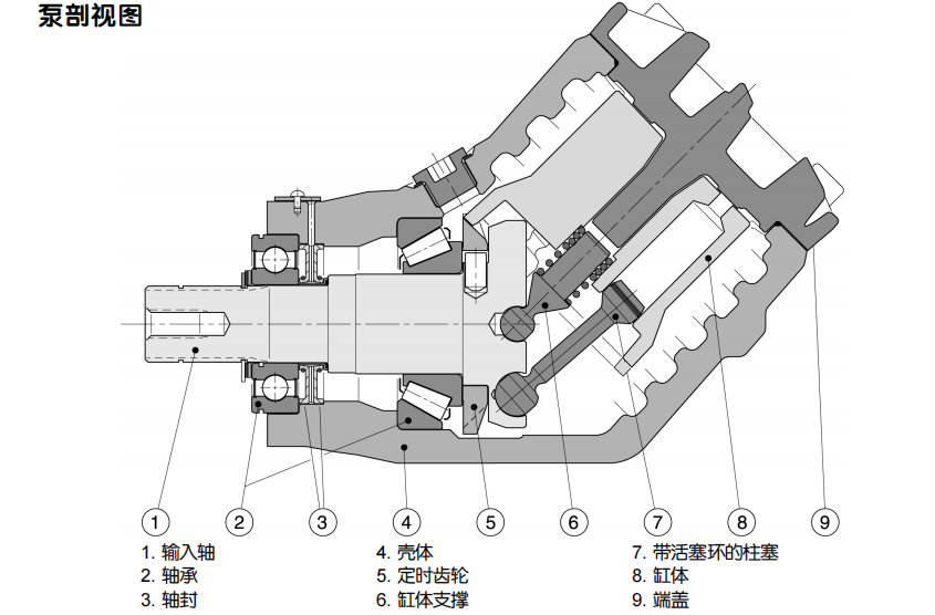 派克F1plus系列轴向柱塞泵剖视图